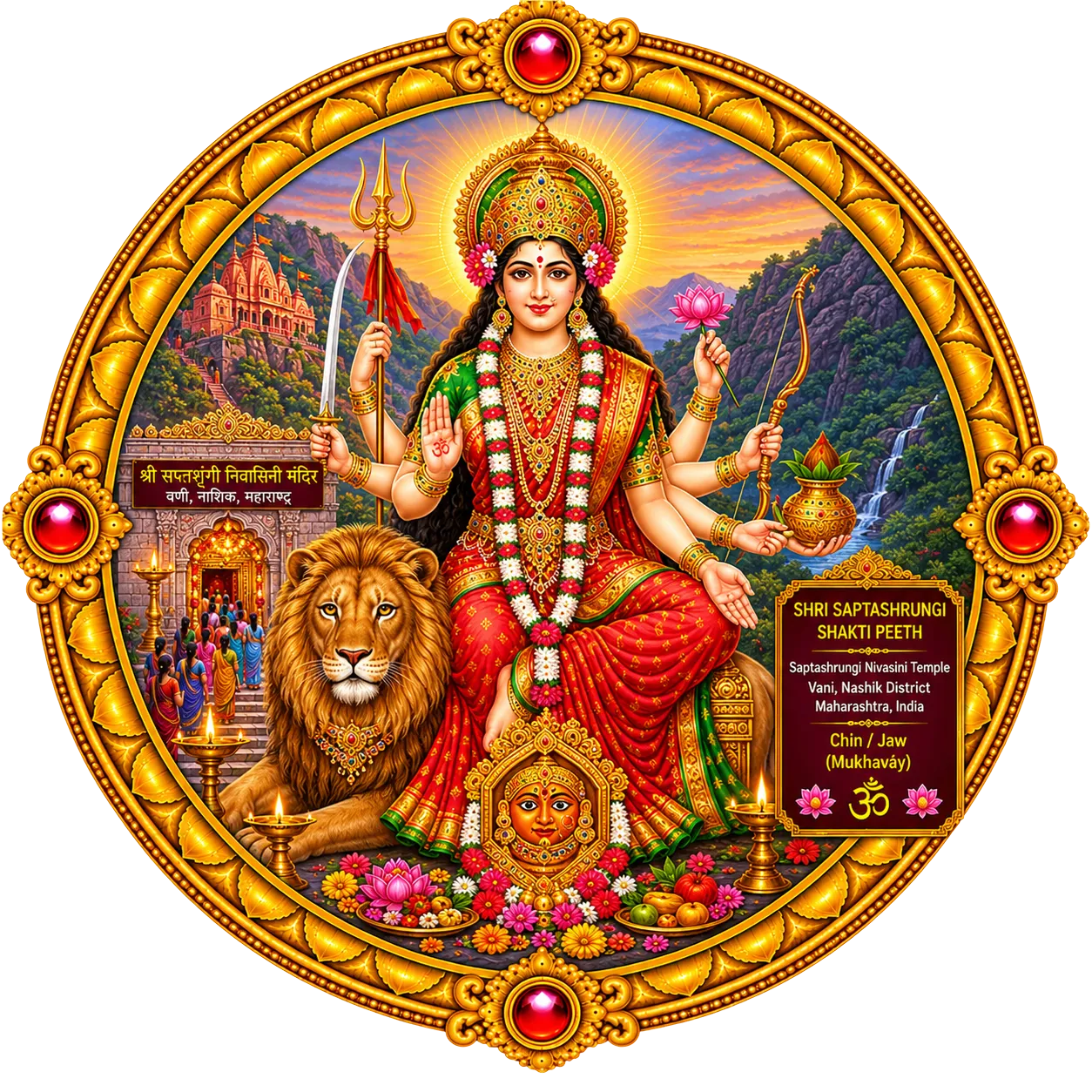 Goddess Mahishasura Mardini Center Medallion