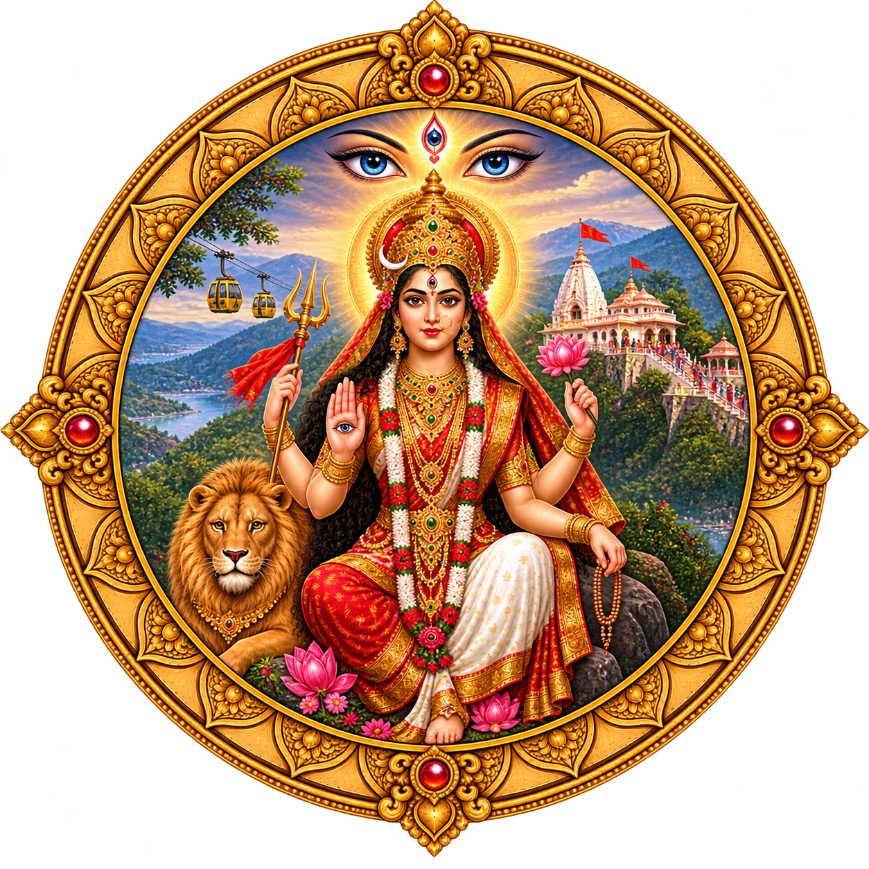 Goddess Sri Naina Devi Center Medallion